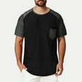 thumbnail image 1 of PNTUTB Men's Fashion Patchwork Solid Color Chest Pocket Lightweight Breathable Crew Neck Short Sleeve Top, 1 of 6