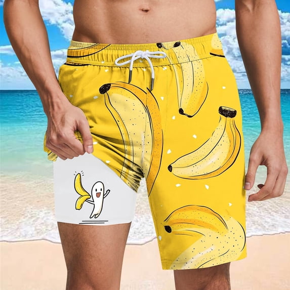 PNTUTB Men's Fashion Printed Summer Casual Loose Comfort Elastic Drawstring Lined Beach Shorts with Pockets