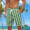 thumbnail image 1 of PNTUTB Men's Fashion Relaxed Check Print Stretch Waistband Drawstring Pocket Casual Beach Shorts, 1 of 6
