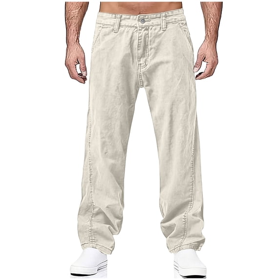 PNTUTB Men's Fashion Solid Color Casual Comfortable Button Fly Straight Leg Washed Denim Jeans with Pockets