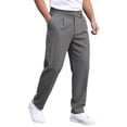 thumbnail image 1 of PNTUTB Men's Fashion Solid Color Casual Comfortable Pleated Drapey Button Fly Straight Leg Trousers with Pockets, 1 of 6