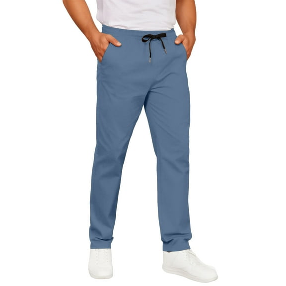 PNTUTB Men's Fashion Solid Color Casual Comfortable Stretch Drawstring Waist Straight-Leg Pants