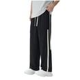 thumbnail image 1 of PNTUTB Men's Fashion Solid Color Casual Loose Elastic Waist Drawstring Side Seam Straight Leg Pants with Pockets, 1 of 5