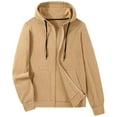 thumbnail image 1 of PNTUTB Men's Fashion Solid Color Fleece Soft Warm Full Zip with Pockets Casual Drawstring Hooded Coat, 1 of 5