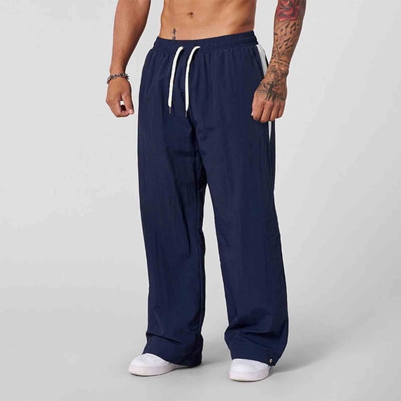 PNTUTB Men's Fashion Solid Color Lightweight and Breathable Elastic Drawstring Waist Casual Loose Comfort Pants with Pockets