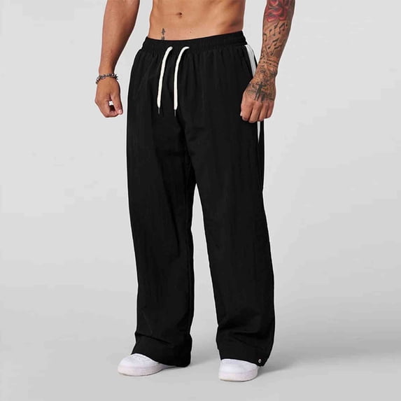 PNTUTB Men's Fashion Solid Color Lightweight and Breathable Elastic Drawstring Waist Casual Loose Comfort Pants with Pockets