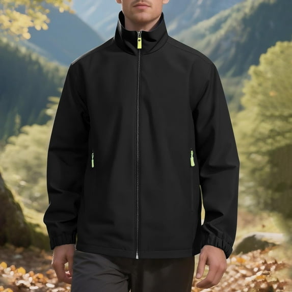 PNTUTB Men's Fashion Solid Color Outdoor Windproof Zipper Pocket Long Sleeve Casual Jacket