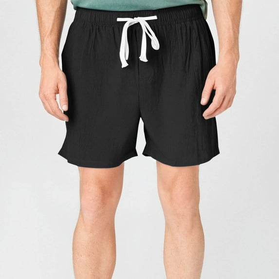 PNTUTB Men's Fashion Solid Color Stretch Waistband Drawstring Pocket Casual Comfortable Relaxed Shorts