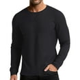 thumbnail image 1 of PNTUTB Men's Fashion Solid Color Waffle Weave Casual Long Sleeve Crew Neck Pullover Comfortable Basic Tops, 1 of 6