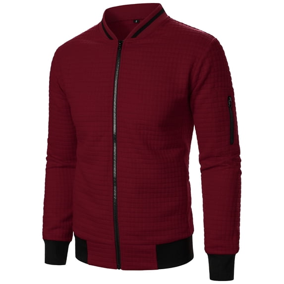 PNTUTB Men's Fashion Solid Color Waffle Weave Comfortable Long Sleeve Casual Jacket