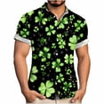 thumbnail image 1 of PNTUTB Men's Fashion St. Patrick's Day Print Casual Loose Collar Button Down Cardigan Short Sleeve Blouse, 1 of 6
