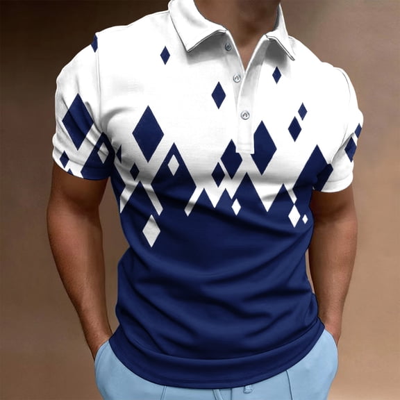 PNTUTB Men's Fashion Striped Color Blocked Casual Relaxed Button Down Collar Short Sleeve Pullover Blouse