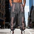 thumbnail image 1 of PNTUTB Men's Fashion Striped Elastic Waist Drawstring Multi-Pocket Athletic Casual Cuffed Workwear Pants, 1 of 6