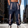 thumbnail image 1 of PNTUTB Men's Fashion Striped Elastic Waist Drawstring Multi-Pocket Athletic Casual Cuffed Workwear Pants, 1 of 6
