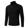 thumbnail image 1 of PNTUTB Men's Fashion Texture Solid Color Quarter Zip Casual Long Sleeve Stand Collar Pullover Sweaters, 1 of 5