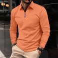 thumbnail image 1 of PNTUTB Men's Fashion Waffle Weave Solid Color Shirt Classic Zipper Lapel Collared Casual Long Sleeve Blouses, 1 of 6