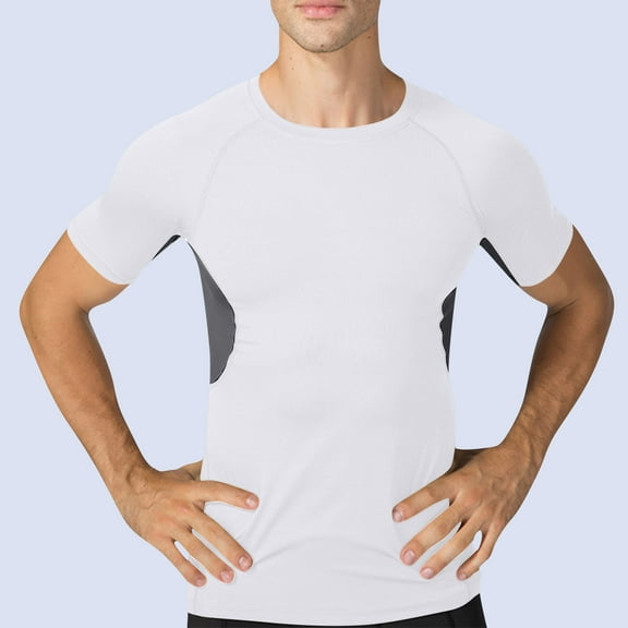 PNTUTB Men's Fashionable Basic Casual Versatile Top Side Panel Solid Color Crew Neck Short-Sleeve T-shirt