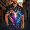 thumbnail image 1 of PNTUTB Men's Fashionable Firework Print Collared Button Down Casual Short Sleeve Loose Comfort Blouse, 1 of 6