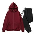 thumbnail image 1 of PNTUTB Men's Hooded Athletic Tracksuit Casual 2 Pieces Suits Solid Color Full Zip Hoodies and Sweatpants Set, 1 of 5