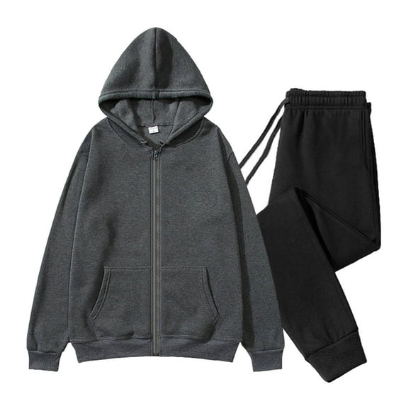 PNTUTB Men's Hooded Athletic Tracksuit Casual 2 Pieces Suits Solid Color Full Zip Hoodies and Sweatpants Set