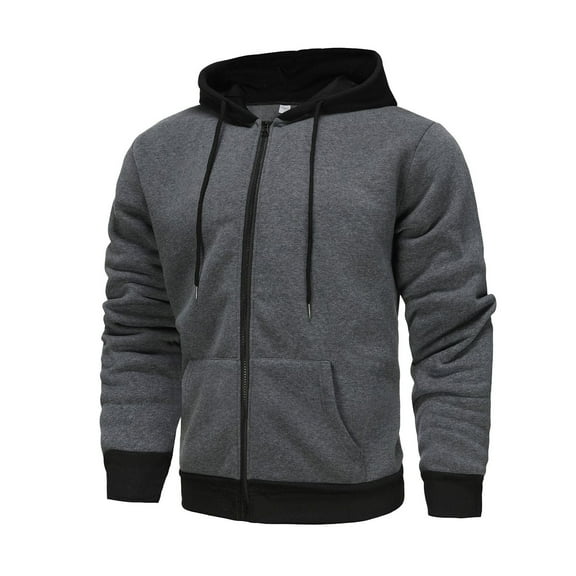 PNTUTB Men's Hoodies Zip Front Sweatshirt Fashion Color Blocking Long Sleeve Warming Coat with Pocket