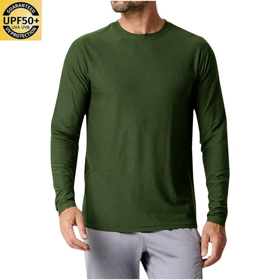PNTUTB Men's Lightweight Breathable Solid Color Crew Neck Long Sleeve Loose Fit Sports Top