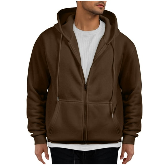 PNTUTB Men's Long Sleeve Hoodie Solid Color Sweatshirt Coat Casual Sports Zipper Outerwear