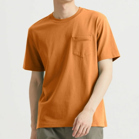 PNTUTB Men's Oversized Short Sleeve Crew Neck T Shirt Casual Solid Color Classic Basic Shirts with Pocket