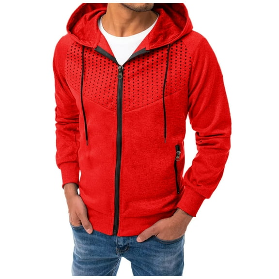 PNTUTB Men's Printing Hooded Long Sleeve Cardigan Loose Casual Sports Zipper Coat with Pockets