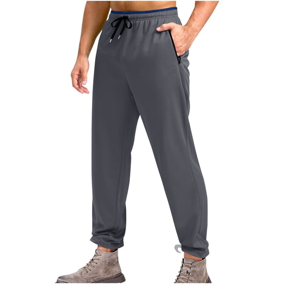 PNTUTB Men's Relaxed Solid Color Elastic Waistband Pants with Pockets and Drawstring Lightweight Athletic Pants