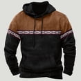 thumbnail image 1 of PNTUTB Men's Retro Color-blocked Printed Long Sleeved Oversized Casual Drawstring Pullover Sweatshirt with Pocket, 1 of 5