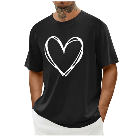 PNTUTB Men's Short Sleeve Crew Neck Fashion Valentine's Day Themed Prints Casual Loose Comfortable T-shirt