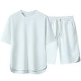 thumbnail image 1 of PNTUTB Men's Short Sleeve Drawstring Short Suit T Shirt and Shorts Set Pockets Oversize Two Piece Casual Set, 1 of 5