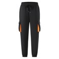 thumbnail image 1 of PNTUTB Men's Solid Color Athletic Casual Elastic Waist Drawstring Cuffed Work Pants with Multiple Pockets, 1 of 5