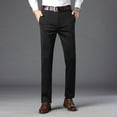 thumbnail image 1 of PNTUTB Men's Solid Color Business Suit Pants Casual Commuter Pockets Button Zipper Straight Leg Pants, 1 of 6