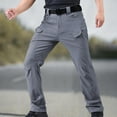 thumbnail image 1 of PNTUTB Men's Solid Color Button Fly Zipper Outdoor Casual Sports Training Work Pants with Multiple Pockets, 1 of 6