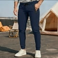 thumbnail image 1 of PNTUTB Men's Solid Color Casual Athletic Elastic Waist Drawstring Straight Leg Pants with Zipper Pockets, 1 of 6