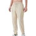 thumbnail image 1 of PNTUTB Men's Solid Color Casual Outdoor Elastic Waist Drawstring Cuffed Pants with Zipper and Multiple Pockets, 1 of 6