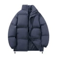 thumbnail image 1 of PNTUTB Men's Solid Color Casual Warm Thick Zipper Pocket Fashion Long Sleeve Stand-up Collar Coat, 1 of 4