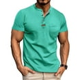 thumbnail image 1 of PNTUTB Men's Solid Color Collared Short Sleeve Button Placket Pocket Casual Loose Comfortable Blouse, 1 of 6
