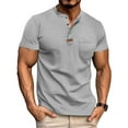 thumbnail image 1 of PNTUTB Men's Solid Color Collared Short Sleeve Button Placket Pocket Casual Loose Comfortable Blouse, 1 of 6