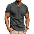thumbnail image 1 of PNTUTB Men's Solid Color Collared Short Sleeve Button Placket Pocket Casual Loose Comfortable Blouse, 1 of 6