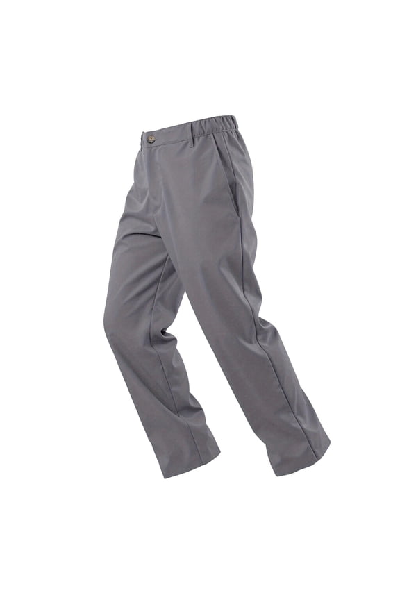 Men's Solid Color Elastic Waist Button Fly Zipper Casual Comfortable Straight Leg Pants with Pockets