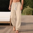 thumbnail image 1 of PNTUTB Men's Solid Color Jacquard Comfortable Casual Elastic Waist Drawstring Cuffed Pants with Multiple Pockets, 1 of 6