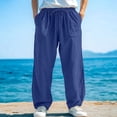 thumbnail image 1 of PNTUTB Men's Solid Color Lightweight Breathable Elastic Waist Drawstring Loose Comfort Casual Pants with Pockets, 1 of 6