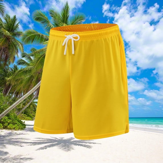 PNTUTB Men's Solid Color Lightweight Breathable Stretch Waist Drawstring Fashion Casual Shorts with Pockets