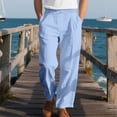 thumbnail image 1 of PNTUTB Men's Solid Color Lightweight Casual Comfortable Elastic Waist Drawstring Loose Pants with Multiple Pockets, 1 of 6