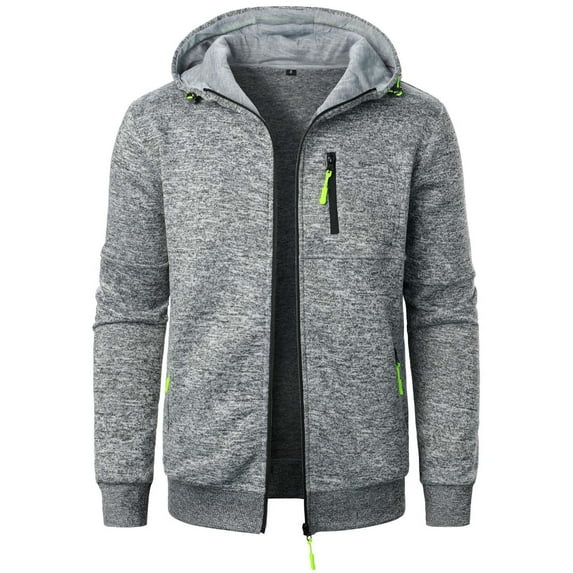 PNTUTB Men's Solid Color Multiple Pockets Long Sleeved Hooded Drawstring Casual Comfort Warm Coat