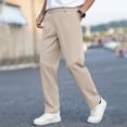 thumbnail image 1 of PNTUTB Men's Solid Color Pleated Drapey Button Fly Zipper Casual Straight Leg Versatile Dress Pants with Pockets, 1 of 6