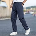 thumbnail image 1 of PNTUTB Men's Solid Color Pleated Drapey Button Fly Zipper Casual Straight Leg Versatile Dress Pants with Pockets, 1 of 6